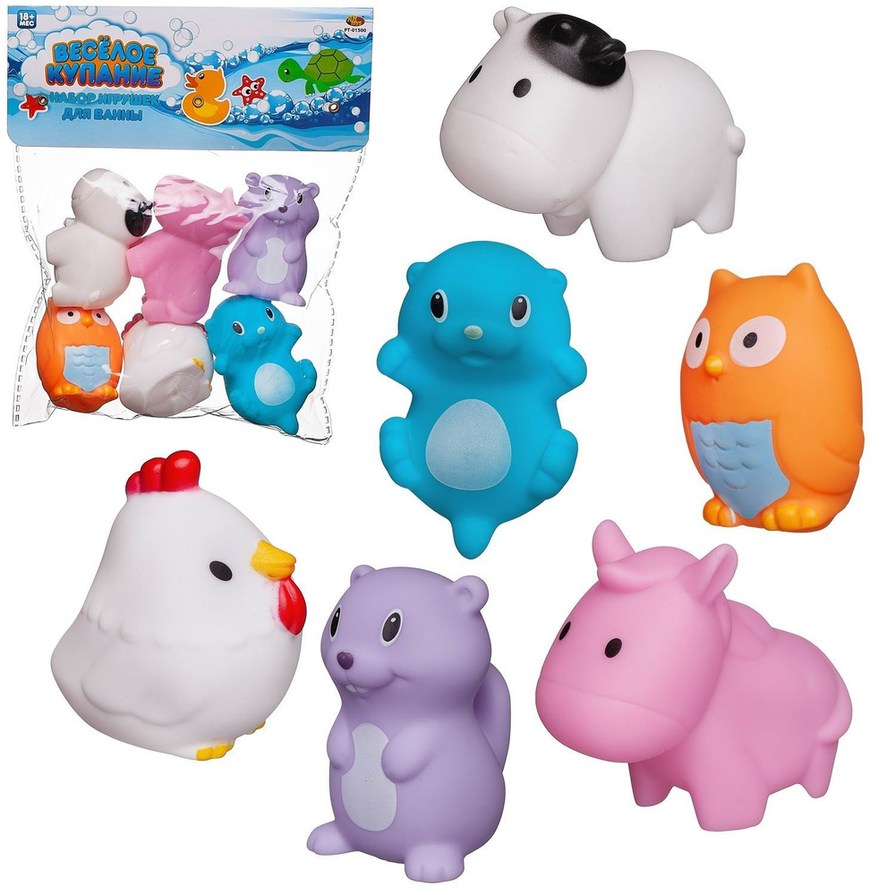 Набор резиновых игрушек для ванной Abtoys Веселое купание 6 предметов (набор 1), в пакете  #1
