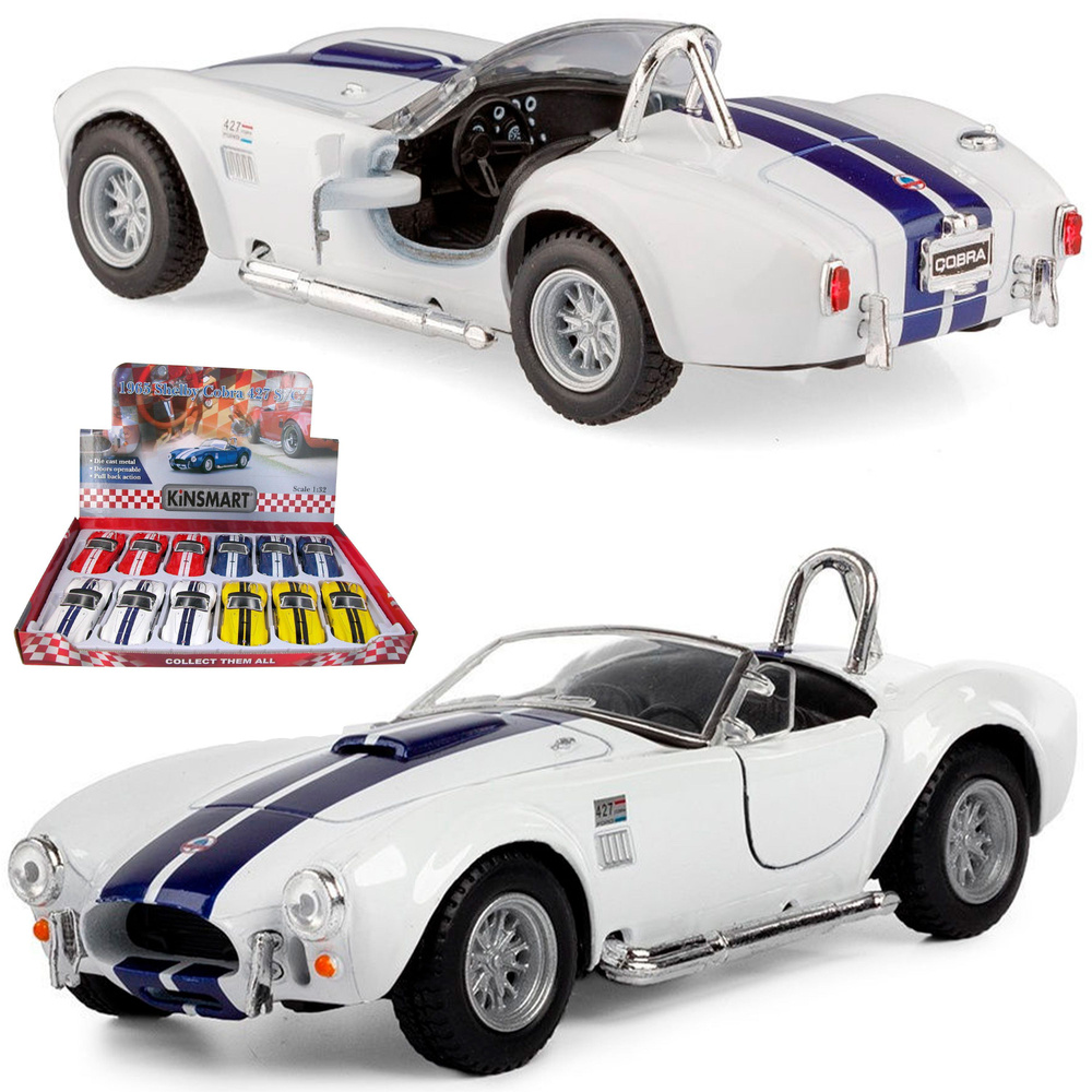 Машинка металлическая Kinsmart 1:32 1965 Shelby Cobra 427 S/C KT5322D инерционная / Белый  #1