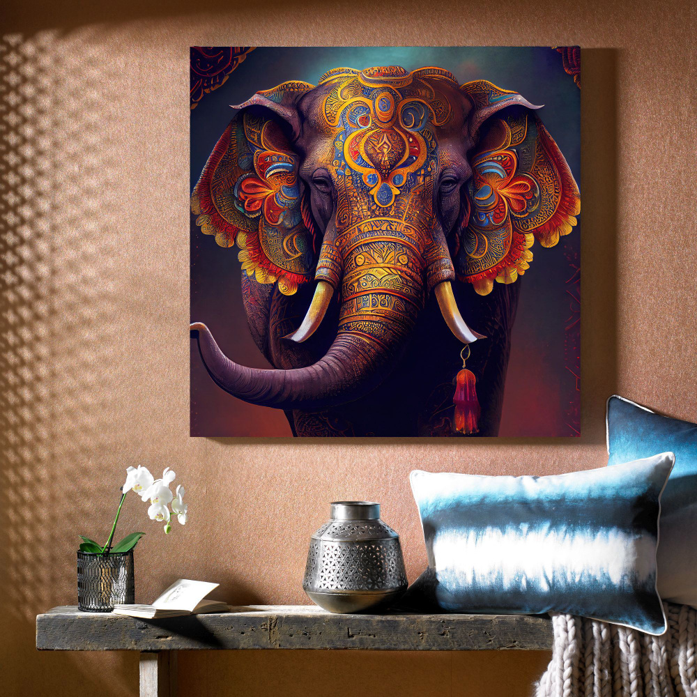 Интерьерная картина на холсте "Индийский слон", 50х50 см #1