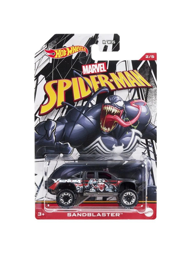 HDG77 Машинка металлическая игрушка Hot Wheels тематическая коллекционная модель MARVEL Spider Man SANDBLASTER #1