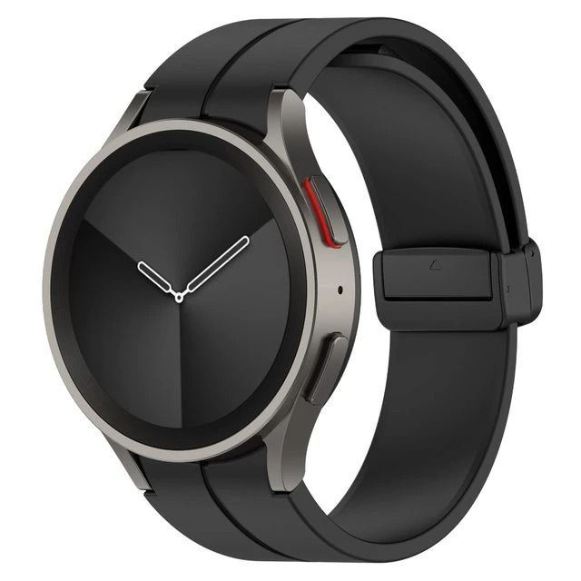 Ремешок силиконовый с магнитной застежкой для Samsung Watch 4 /5 / 5 pro/ 6 (черный), застежка черная #1