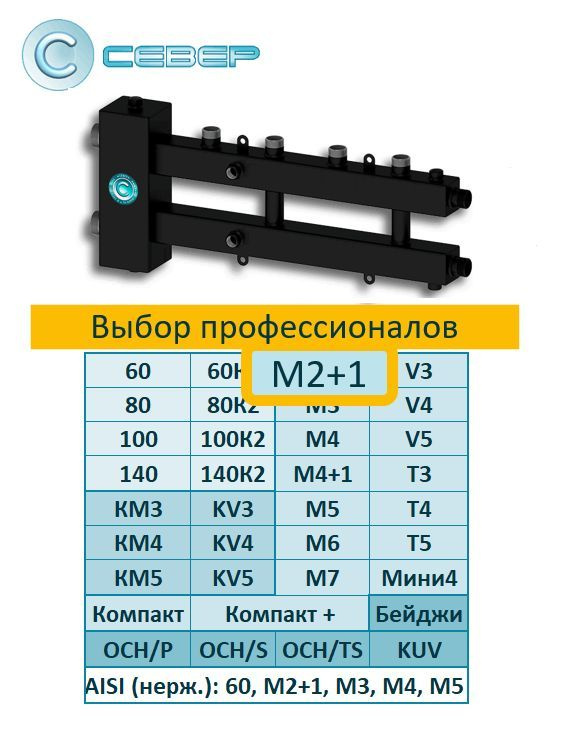 Коллектор+гидрострелка Север-М2+1 горизонтальный до 70 кВт, на 3 контура (M2+1)  #1