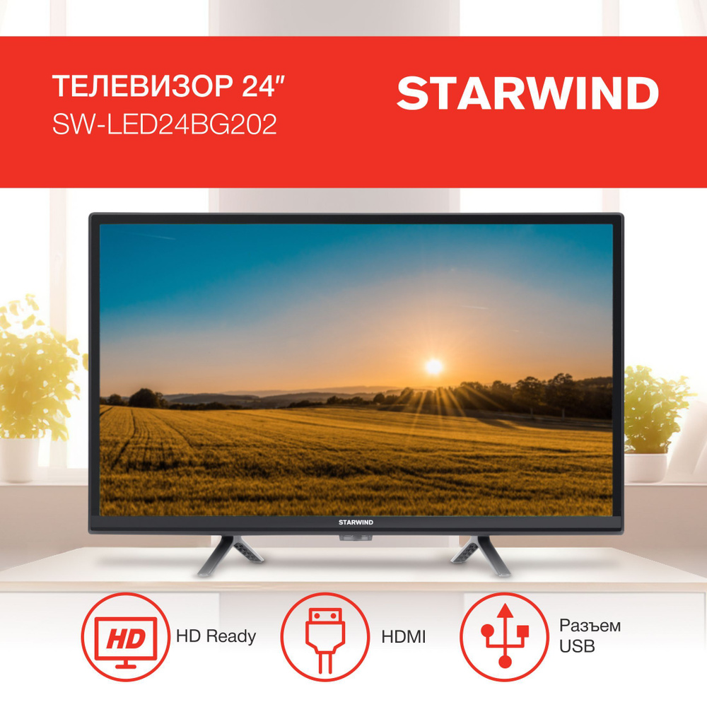 STARWIND Телевизор SW-LED24BG202 Slim Design 24" HD, черный #1
