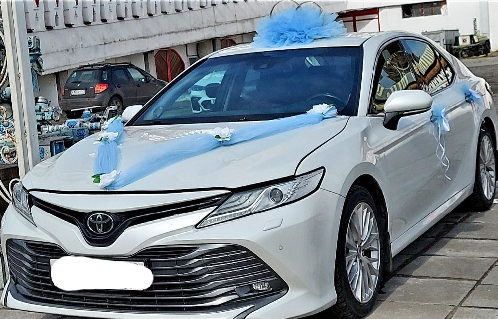 Свадебная лента с цветами на капот машины жениха и невесты, украшение на автомобиль  #1