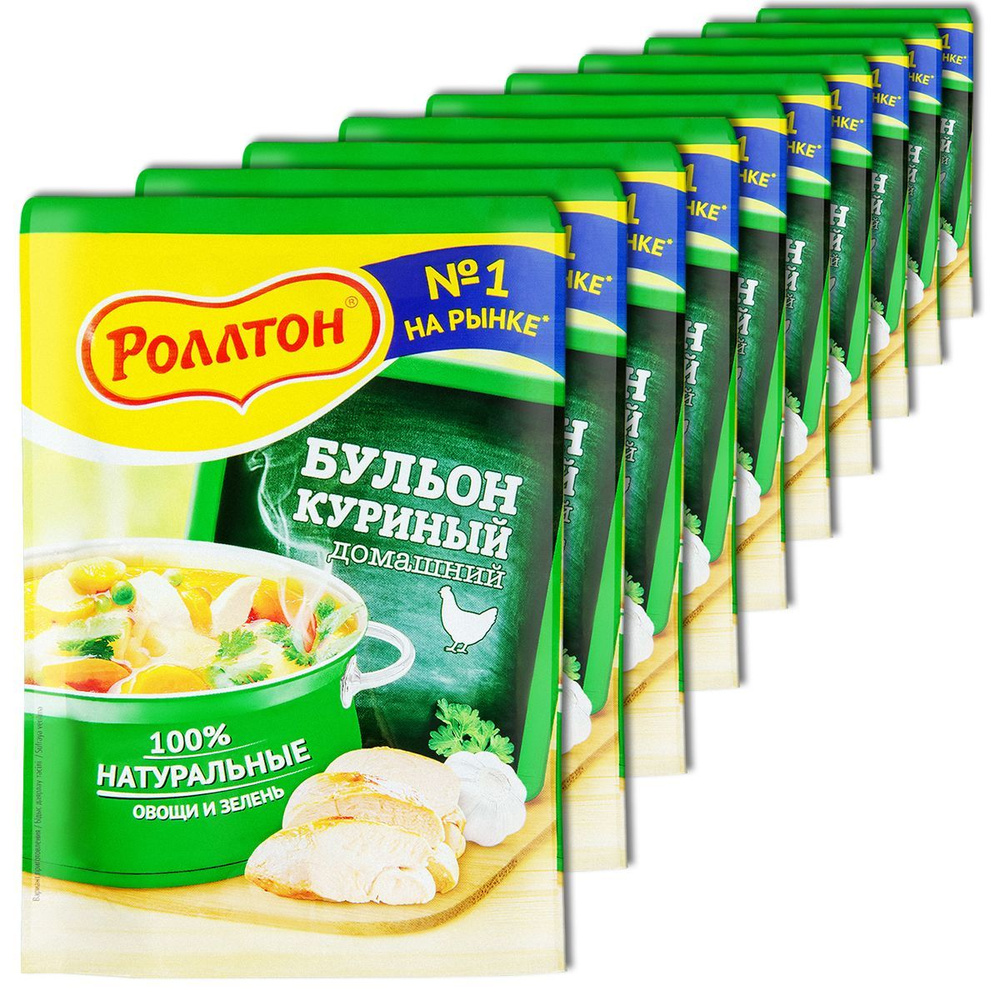 Роллтон Бульон куриный домашний в пакете, 90 г, 10 шт. #1