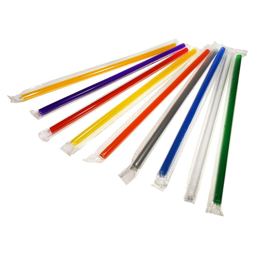 Трубочки 500 штук цветные в индивидуальной упаковке 21см х 8мм/ Трубочки длиной 21 см, диаметр 8 мм  #1