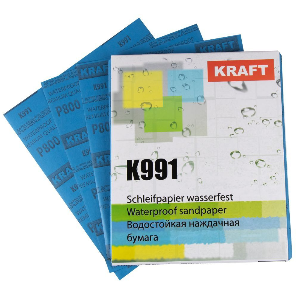 Бумага шлифовальная водостойкая KRAFT K991 лист, 230мм x 280мм, P1200  #1