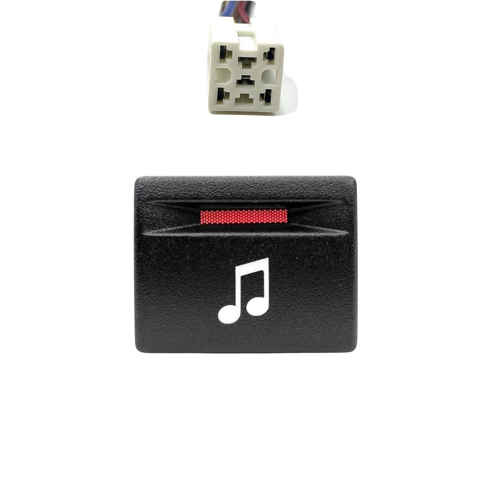 Кнопка включения музыки белая с красным индикатором + разъем для Лада ...