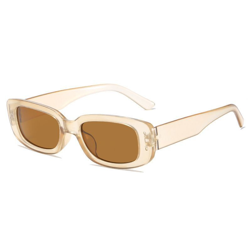 Очки солнцезащитные унисекс прямоугольные/ туристический аксессуар / модные очки, Чайный Прозрачные  #1