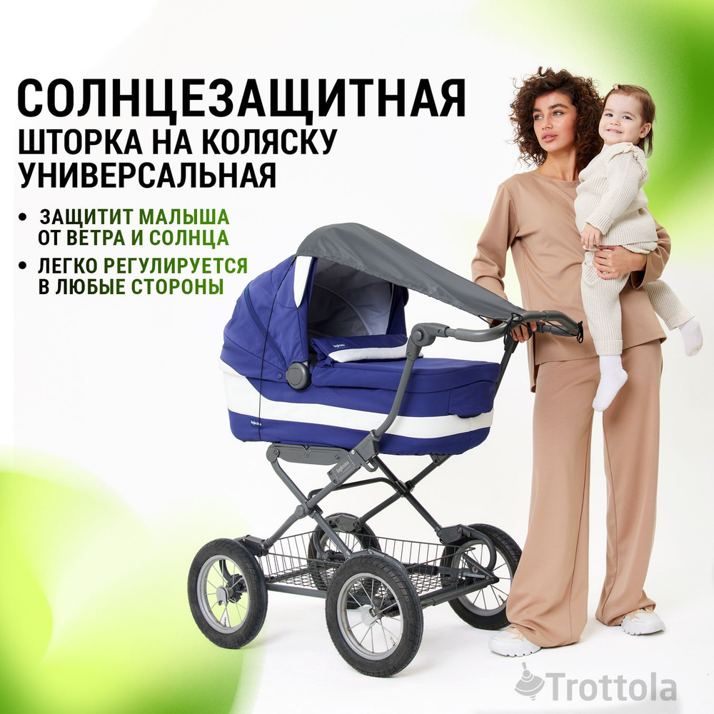 Шторка козырек от солнца универсальный для детской коляски, 100% полиэстер с водоотталкивающей пропиткой #1