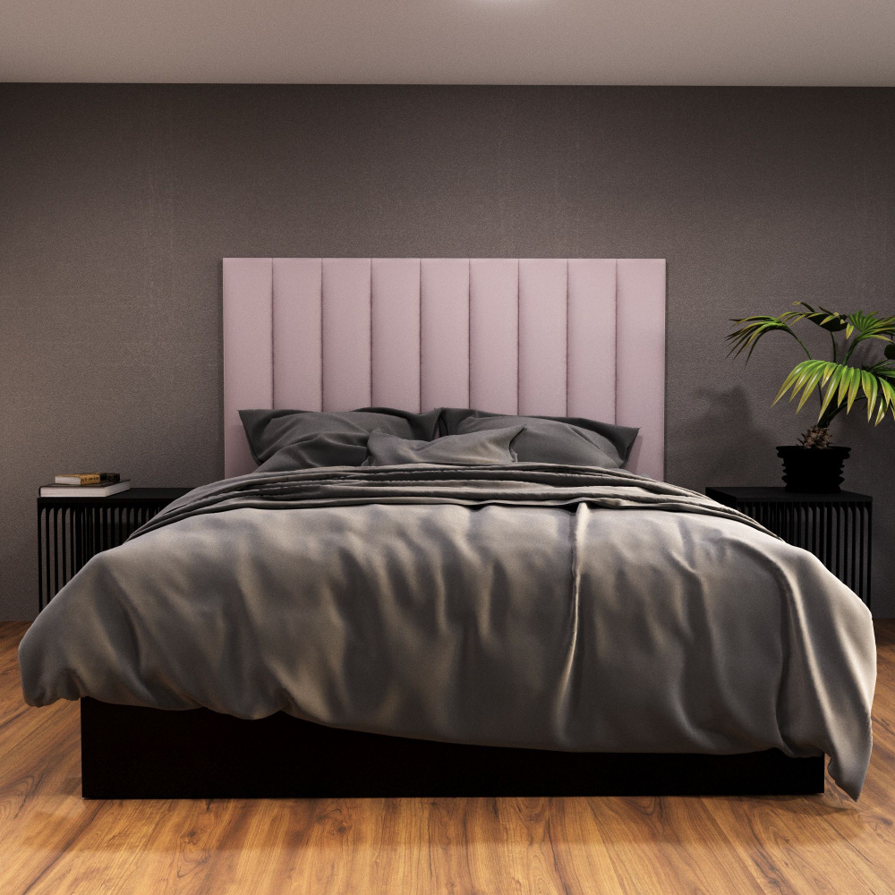 Мягкие стеновые панели, изголовье кровати, размер 20*100, комплект 1шт, цвет бледно-розовый  #1