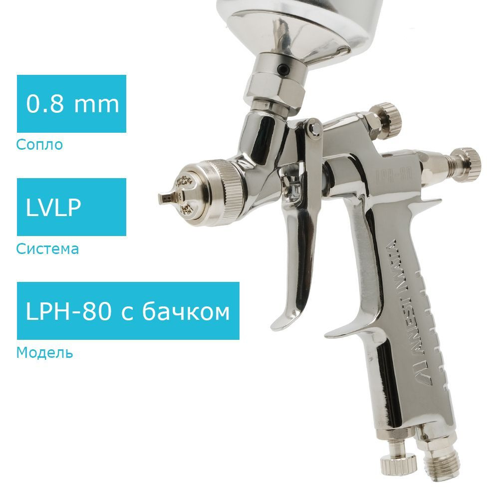 Anest Iwata LPH-80 мини краскопульт LVLP с алюминиевым бачком 150 мл, соплом 0,8 мм  #1