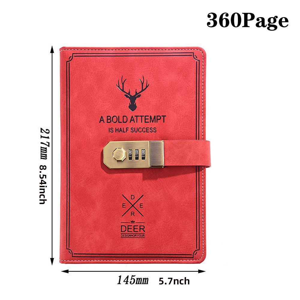 Красный 360 - страничный блокнот с кодовым замком, дневник, блокнот ...