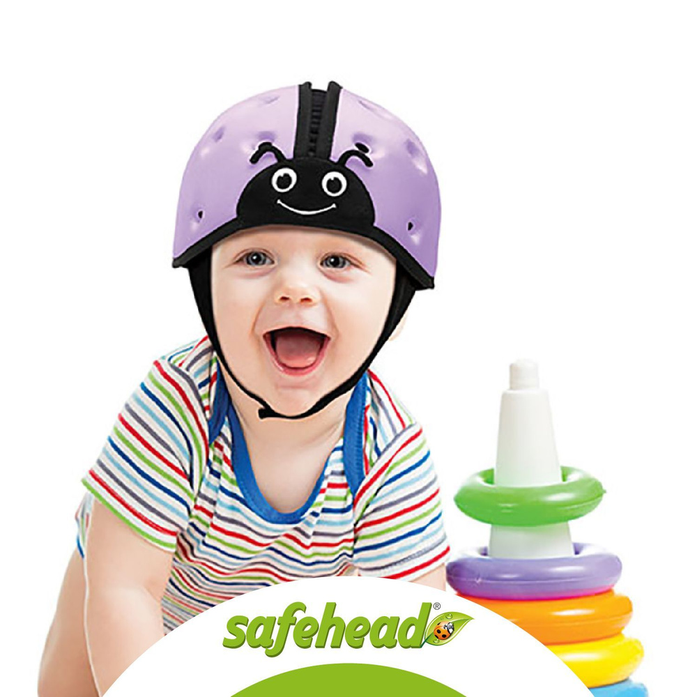 Мягкая шапка-шлем для защиты головы SafeheadBABY. Божья коровка. Цвет: фиолетовый  #1