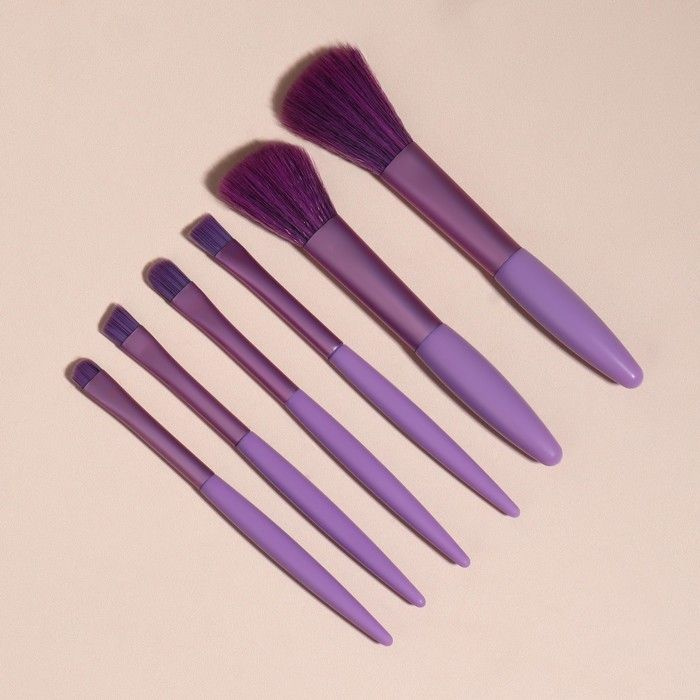 Набор кистей для макияжа, 6 предметов, PVC-пакет, цвет фиолетовый  #1
