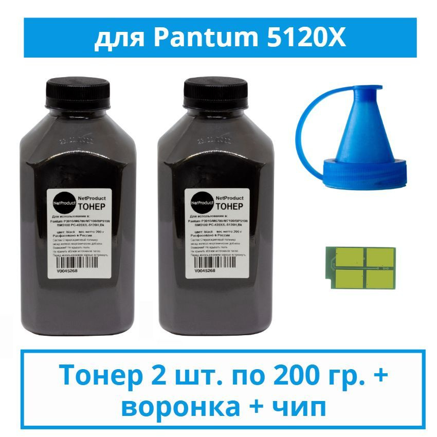 Заправочный комплект для картриджей TL-5120 тонер 2 шт.+ чип + воронка, черный, 200 г.  #1