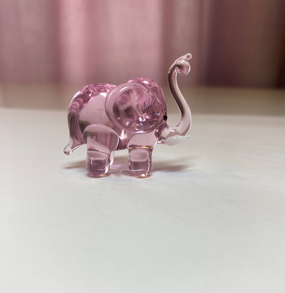 Фигурка из стекла, Слон розовый/Розовый слон 3 см #1