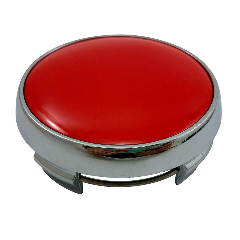 Колпачок на литые диски 65/60/12 мм хром1 шт / Заглушка ступицы 65 мм со стикером красного цвета для #1