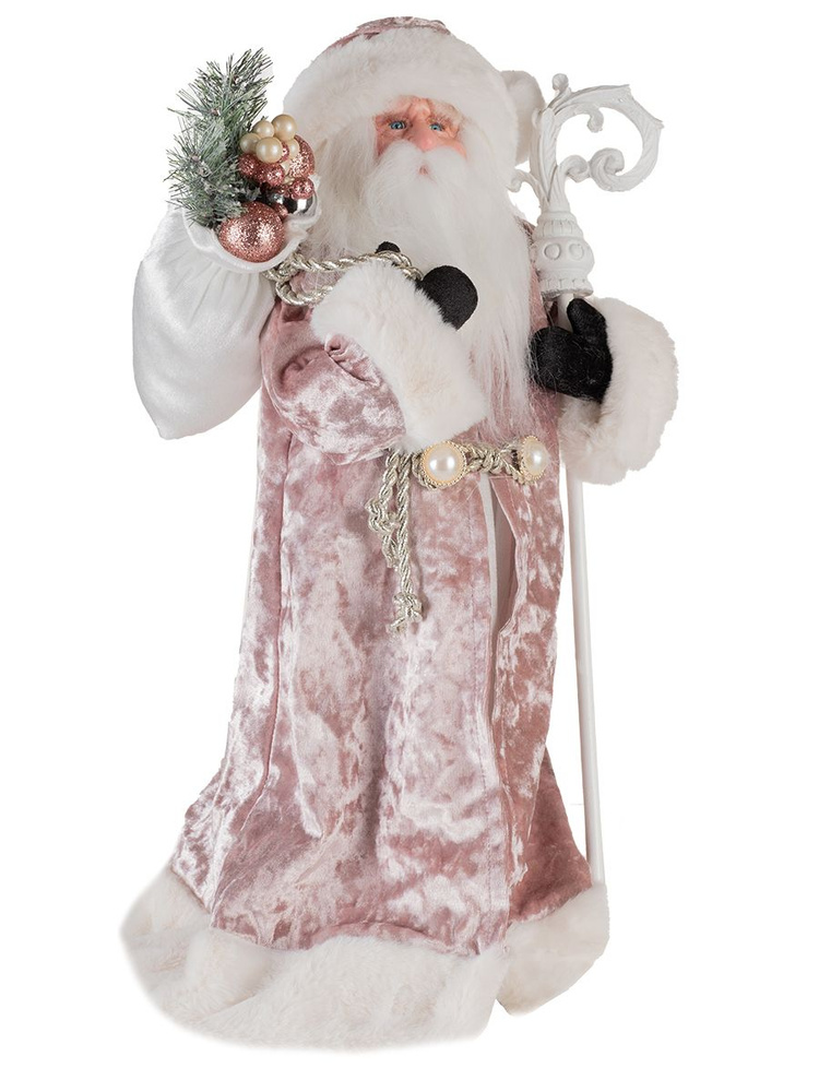 14217 Дед Мороз в розовом костюме с посохом 46 см Karlsbach #1