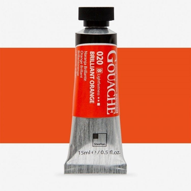 Гуашь Shinhan "Designers GOUACHE" №020(B) Brilliant orange (Оранжевый бриллиантовый), туба 15мл  #1