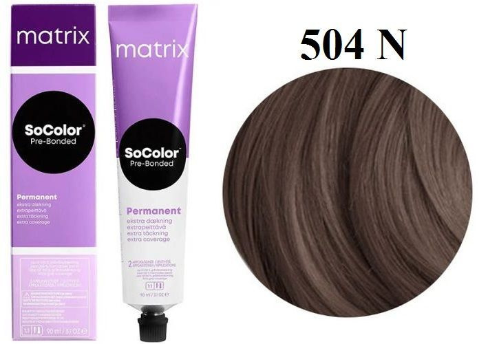 Matrix краска Socolor Pre-Bonded 504N шатен стойкая 100% покрытие седины 90 мл Матрикс  #1