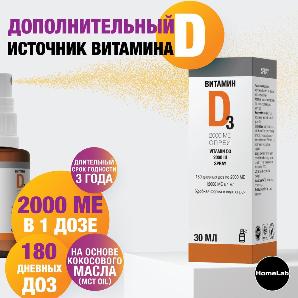 Витамин д3 (d) 2000 МЕ спрей (vitamin для женщин и мужчин) #1