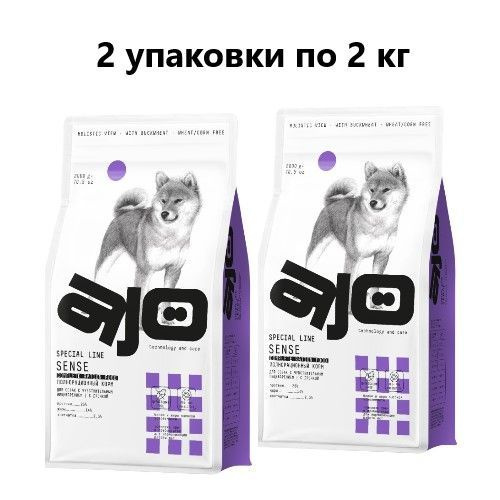 AJO Dog Sense Сухой полнорационный корм с гречкой для собак с чувствительным пищеварением 2 шт по 2 кг #1