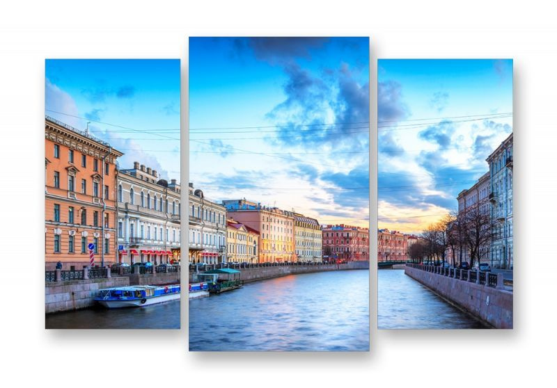 Картина модульная на холсте для интерьера "Город. Красивый канал Санкт-Петербурга " (100X70 см), Diva #1
