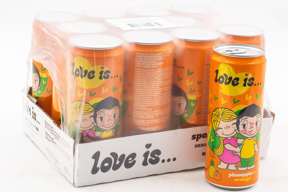 Газированный напиток LOVE IS Ананас и Апельсин 330 мл Упаковка 12шт.  #1