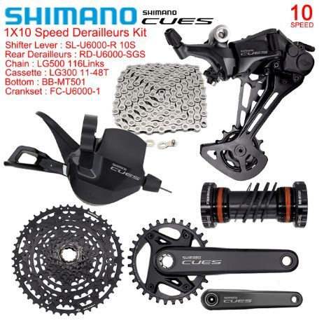 Shimano CUES U6000, группа переключения 1x10, переключение SL-R/RD (с окнами), кассета LG400 43T, цепь, #1