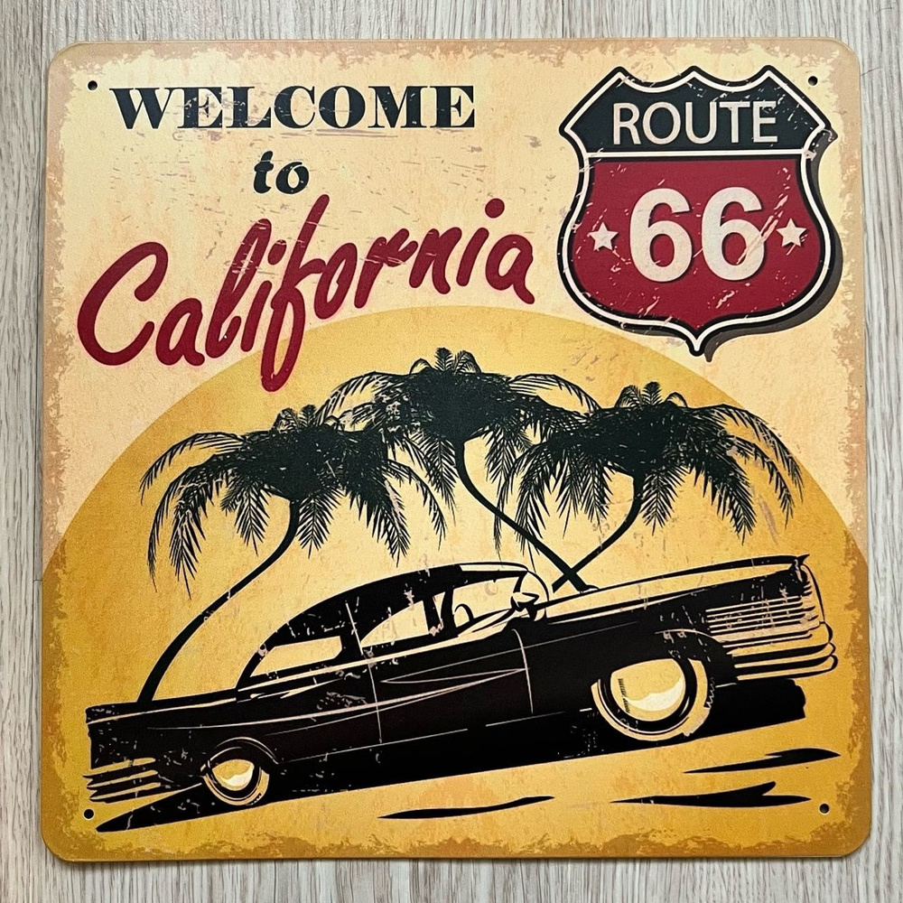 Табличка металлическая интерьерная California Route 66 #1