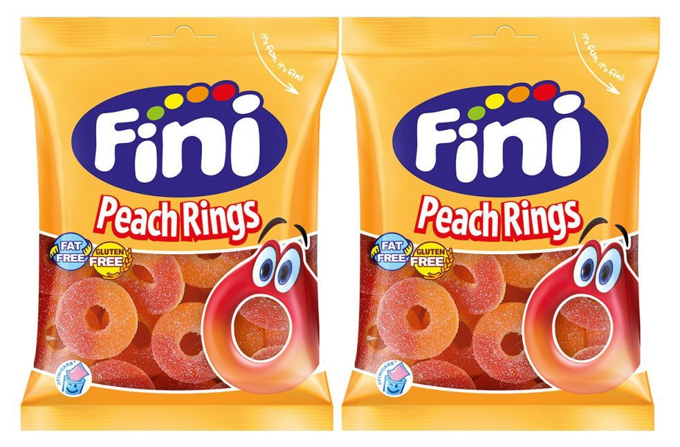 Жевательный мармелад Fini Peach Rings, 90г x 2шт. Фини персиковые кольца  #1