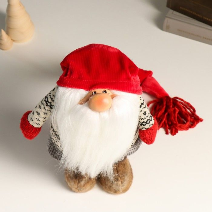 Кукла интерьерная "Дедушка Мороз в длинном колпаке с кисточкой" 24,5 см  #1