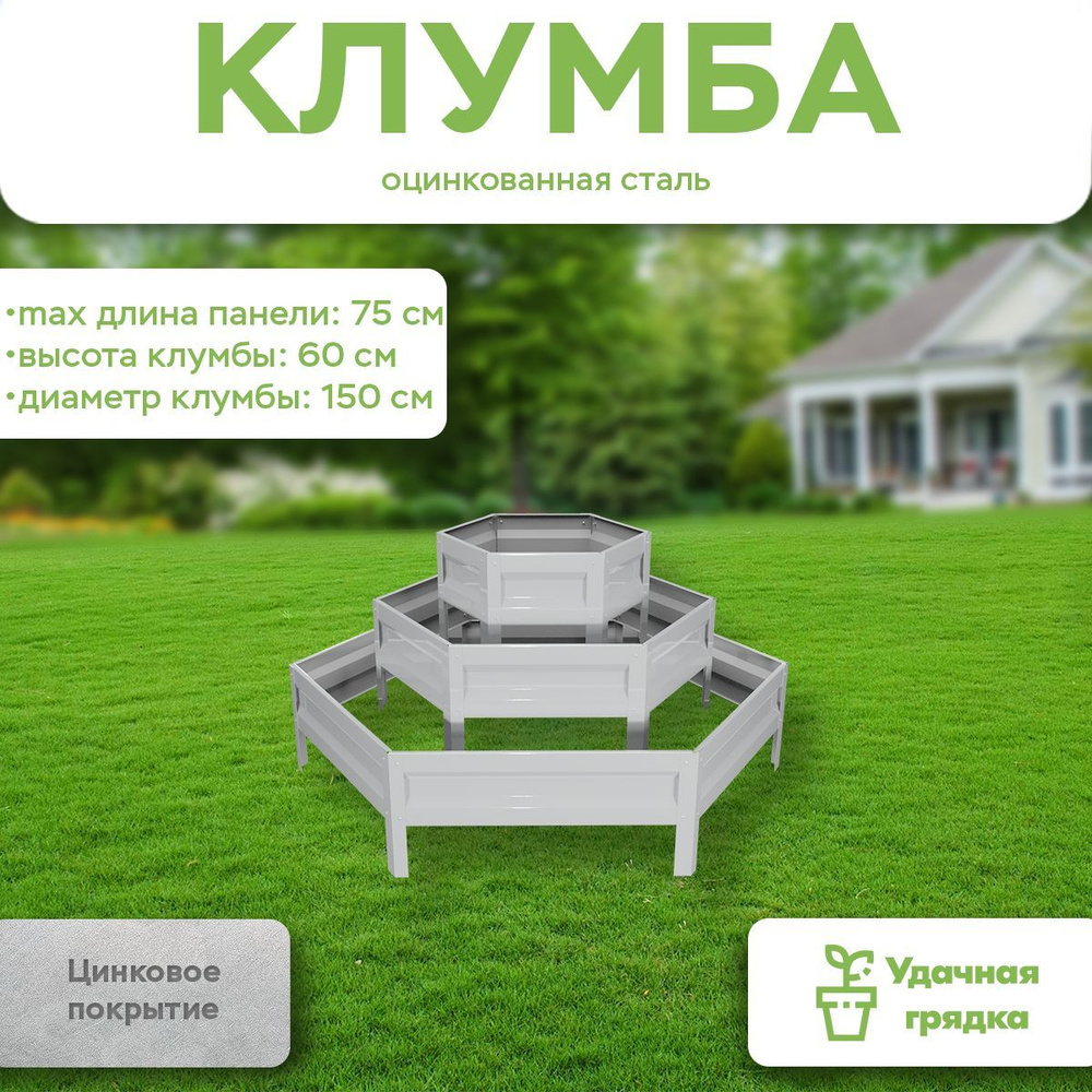 Клумба Удачная, Альпийская горка, панели 30+50+75 см, оцинкованное покрытие, высота 20 см  #1