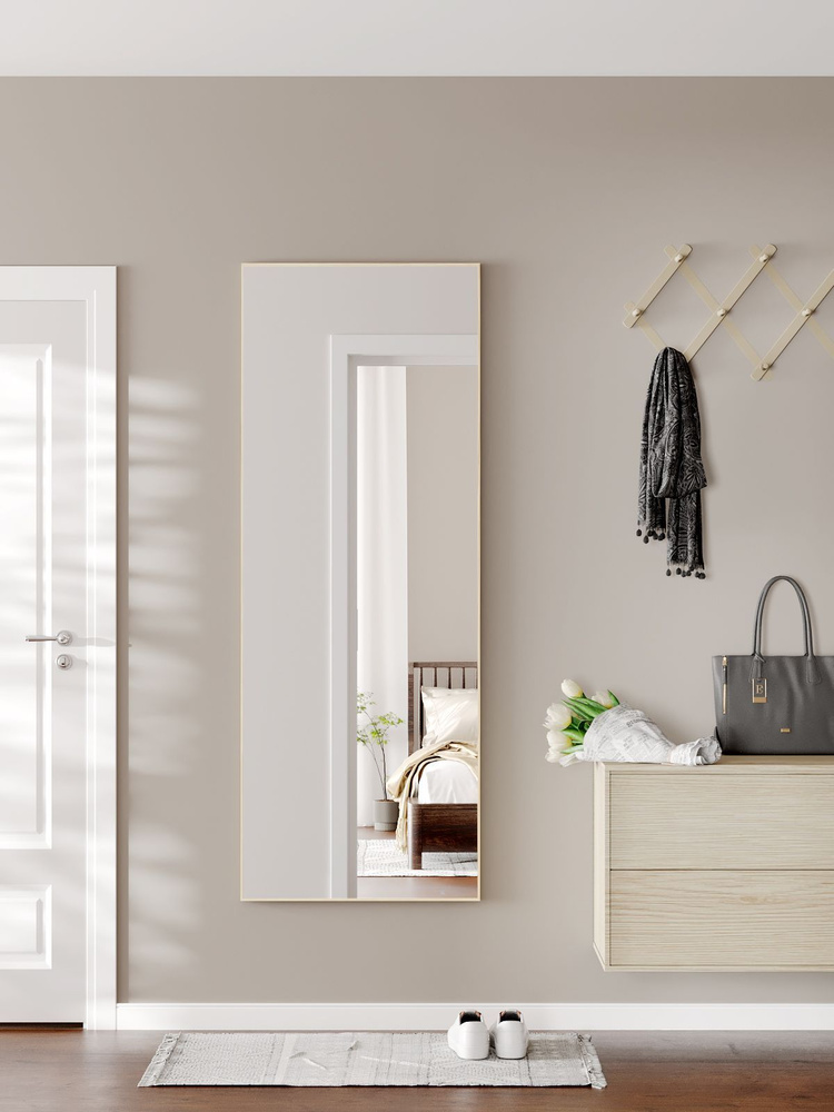 Декоративное интерьерное зеркало в раме большое прямоугольное на стену в спальню, TODA ALMA 160х40 см. #1