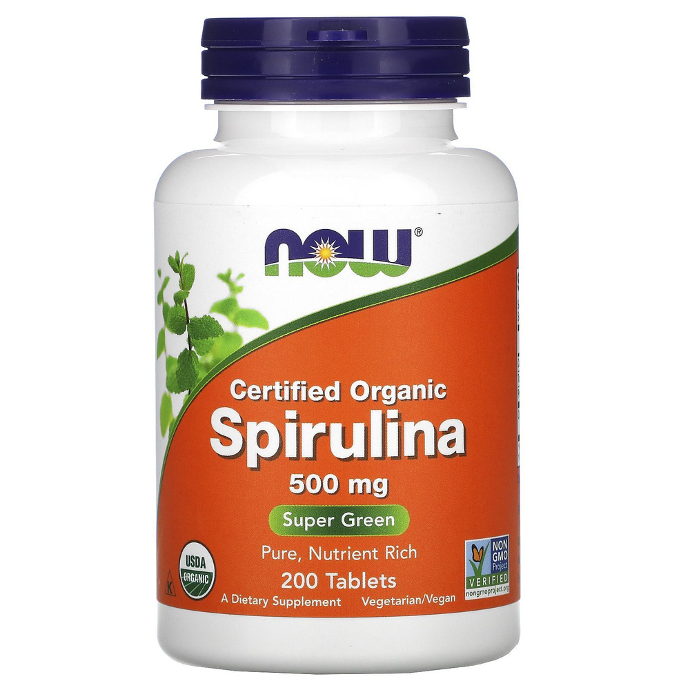 NOW Spirulina Спирулина 500 200 таб (535,45 мг) #1
