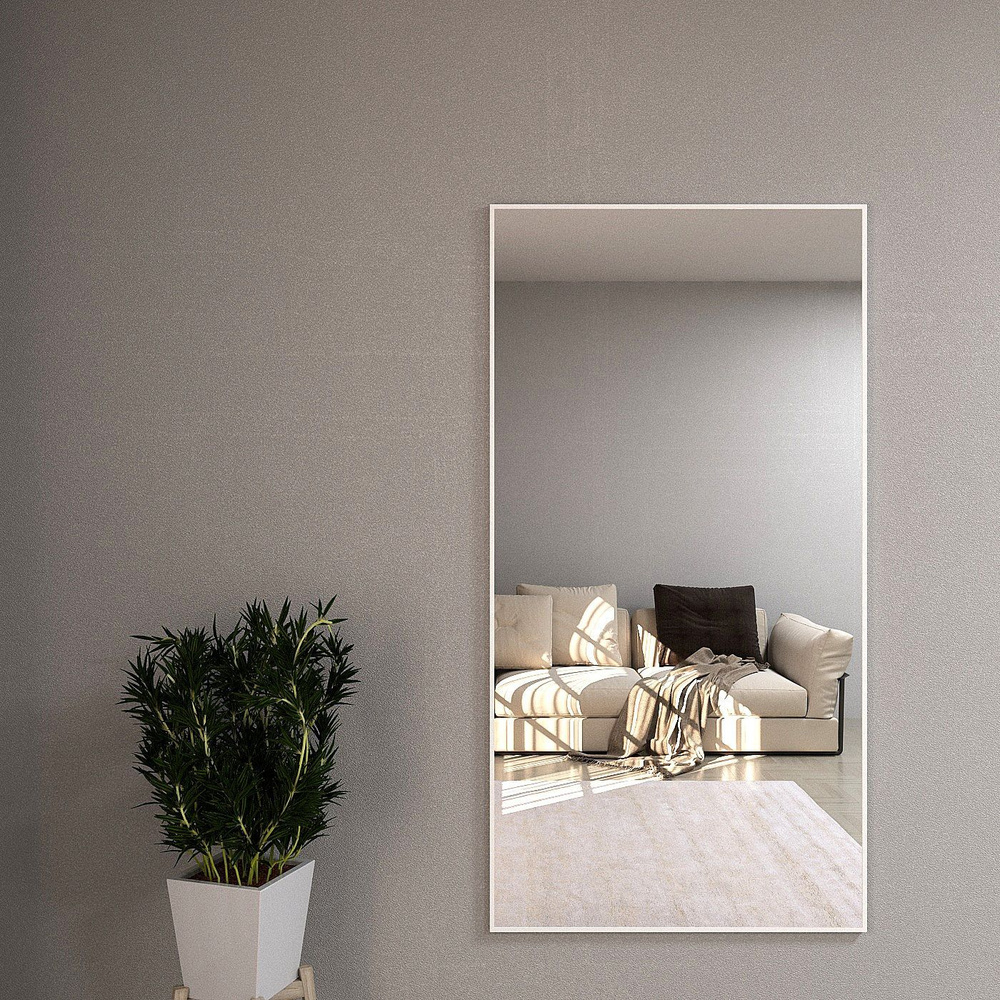 Зеркало интерьерное в алюминиевой раме настенное ONE MARKET 160х90 см. Белое  #1