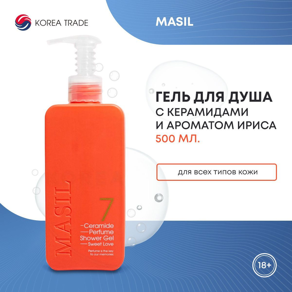 Парфюмированный гель для душа с керамидами и ароматом ириса MASIL 7 CERAMIDE PERFUME SHOWER GEL SWEET #1