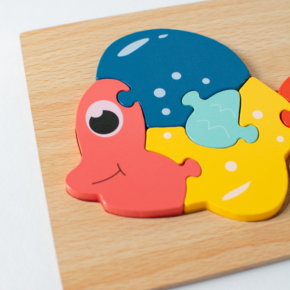 Деревянный пазл-головоломка для малышей "Рыбка" серия "Морские животные ...