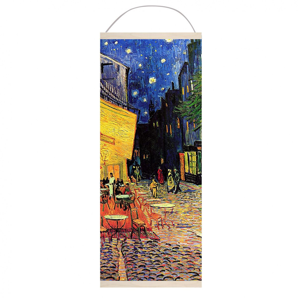 Картина по номерам панно 35*88 см, цветной холст, без подрамника Панно. Ван Гог Ночная терраса кафе Molly #1