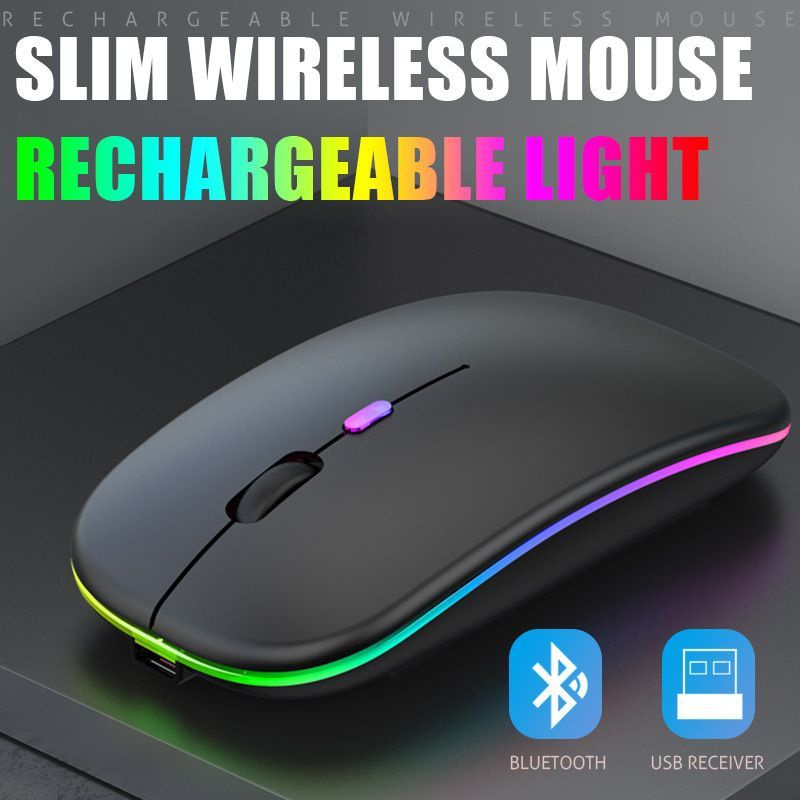 мышь беспроводная аккумуляторная Bluetooth мышь компьютерная бесшумная мыши с подсветкой для ноутбука #1