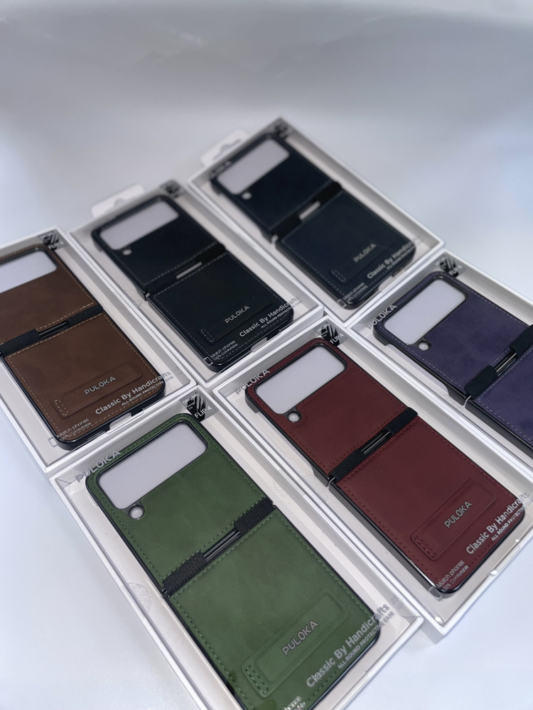 Премиальный кожаный чехол / Leather case / PULOKA / для Samsung Galaxy Z Flip 4 / Самсунг Галакси Флип #1