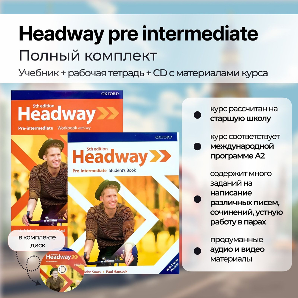 Headway Pre intermediate 5th Edition : Student's book + Workbook + CD #1