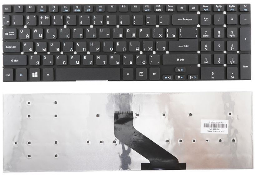 Клавиатура для ноутбука Acer Aspire 5830, 5755, NV55, NV57 (черная, без рамки)  #1