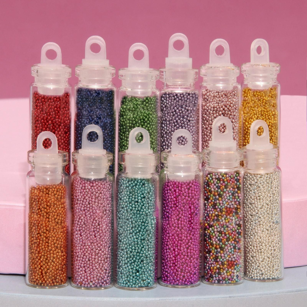 Бульонки для декора ногтей, набор 12 бутылочек, разноцветные  #1