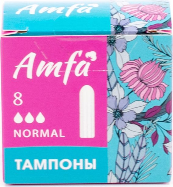 Тампоны Amfa / Амфа гигиенические Normal 3 капли без аппликатора, коробка 8шт. / женская гигиена  #1