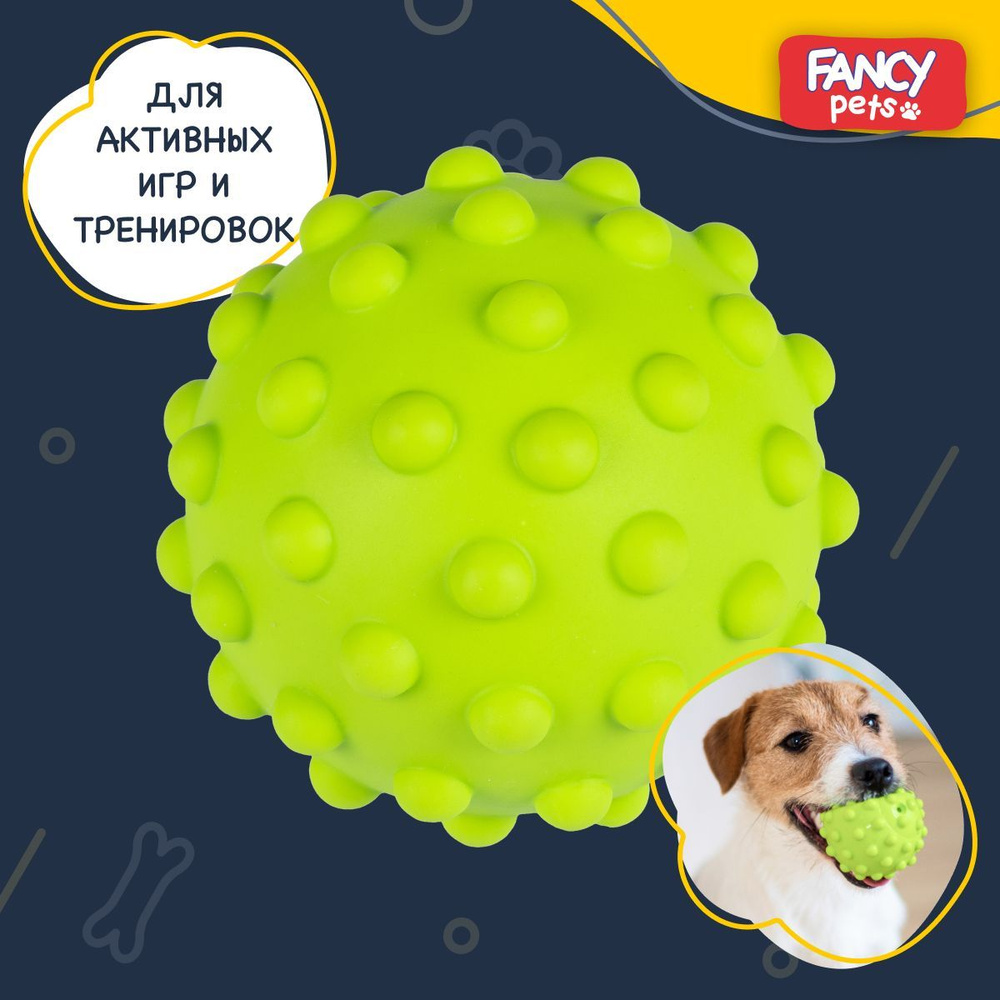 Игрушка для собак Fancy Pets Мячик Ёжик 7 см / Для собак мелких, средних и крупных пород / Развивающая #1