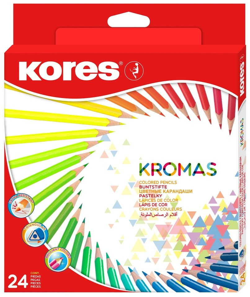 Карандаши Kores Kromas цветные трехгранные 24 цвета 1шт #1
