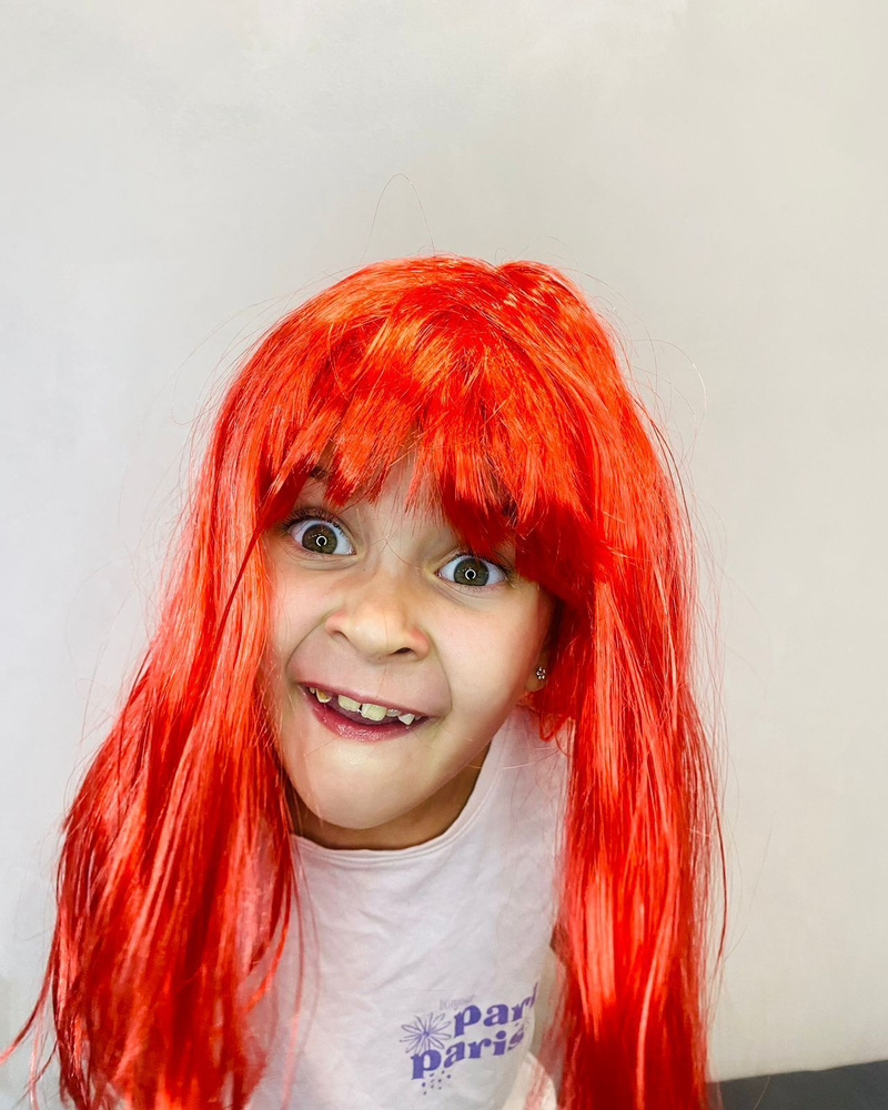 Парик карнавальный "Прямой" длинный Цвет красный Длина волос 52 см  #1