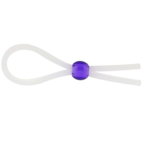 Прозрачное лассо с фиолетовой бусиной SILICONE COCK RING WITH BEAD LAVENDER  #1